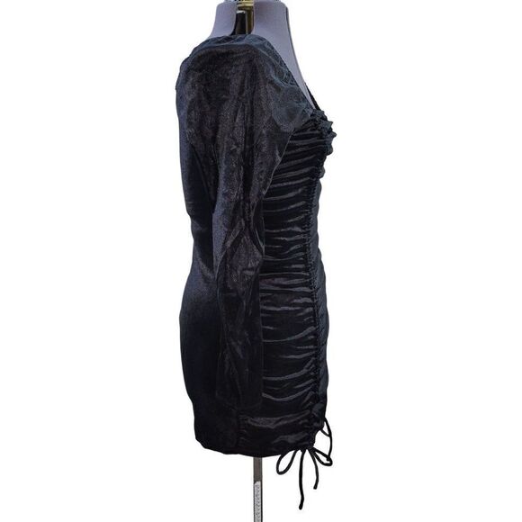 Wild Fable Ruched Black Velvet Bodycon Dress Sz XL - Picture 2 of 8